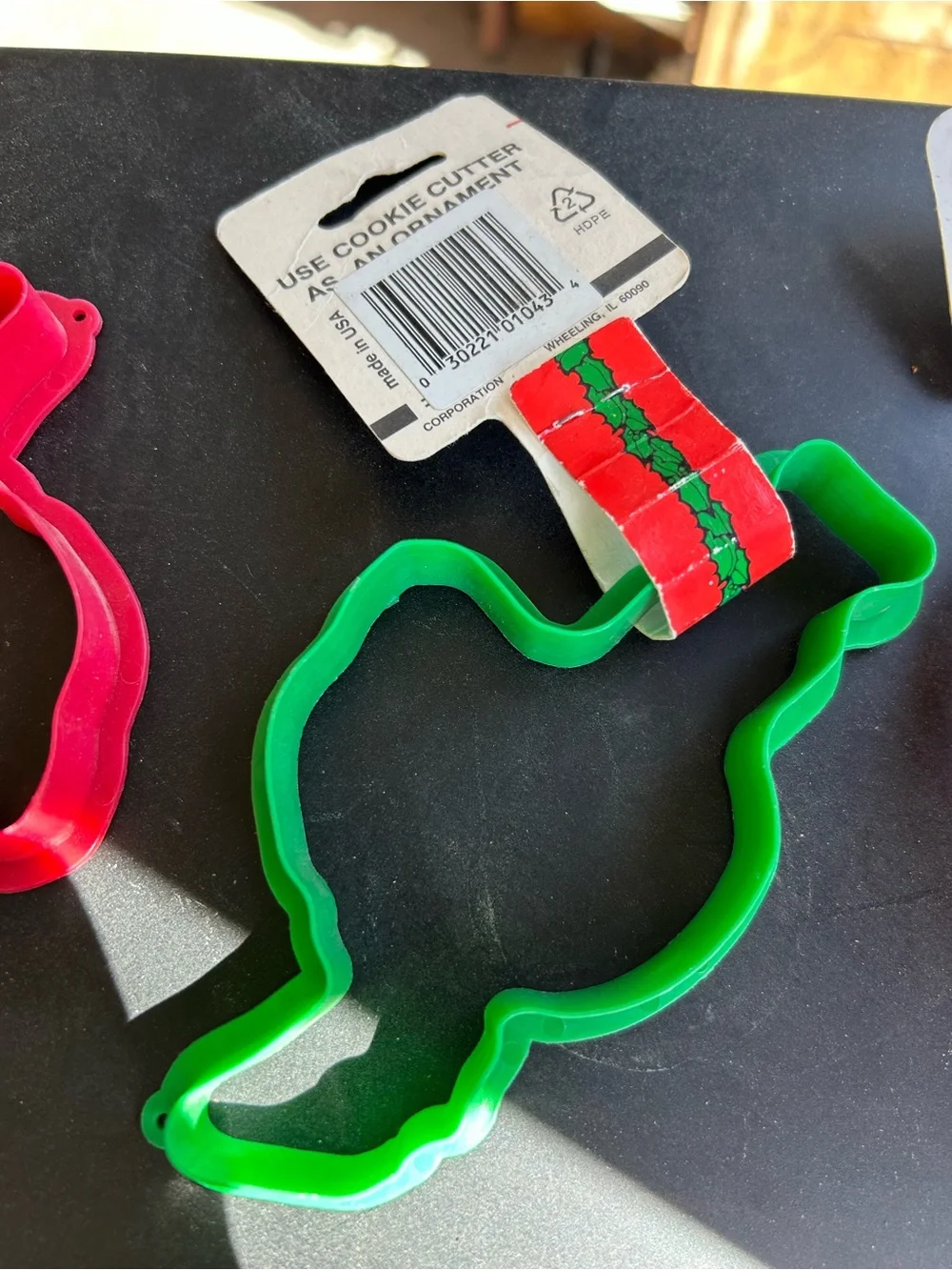 Vintage set of 6 NOS Holiday Candy Cane & Santa Cookie Cutters - Red & Green